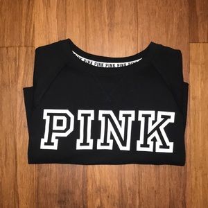 Pink Cropped Raw Hem Crewneck
